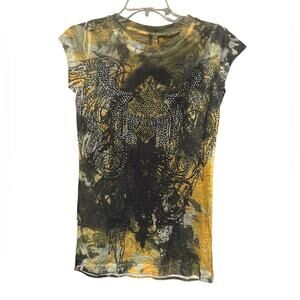 BIP TEE Black Light-Weight Studded Design Fashion Top Size Small Junior NWT